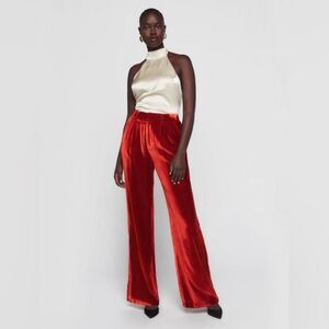 Reformation Wes Velvet Pants in Blood Orange Size 0
